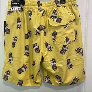Hurley Yellow Owl Print Shorts